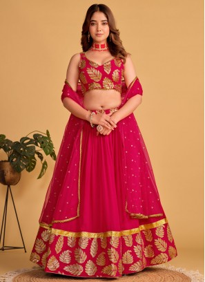 Lehenga Choli Thread Georgette in Pink