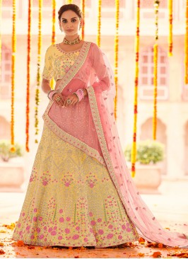 Lehenga Choli Thread Georgette in Yellow