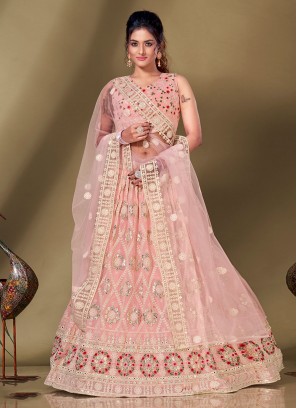 Lehenga Choli Thread Viscose in Pink