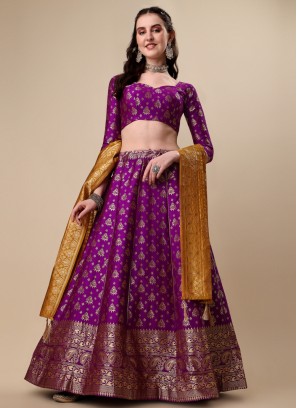Lehenga Choli Weaving Banarasi Jacquard in Purple
