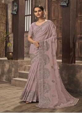 Light Baby Pink  Colour Organza Saree