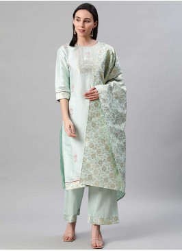 Light Blue Color Silk Readymade Suit