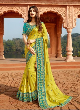 Light Green Color Silk Saree For Ladies