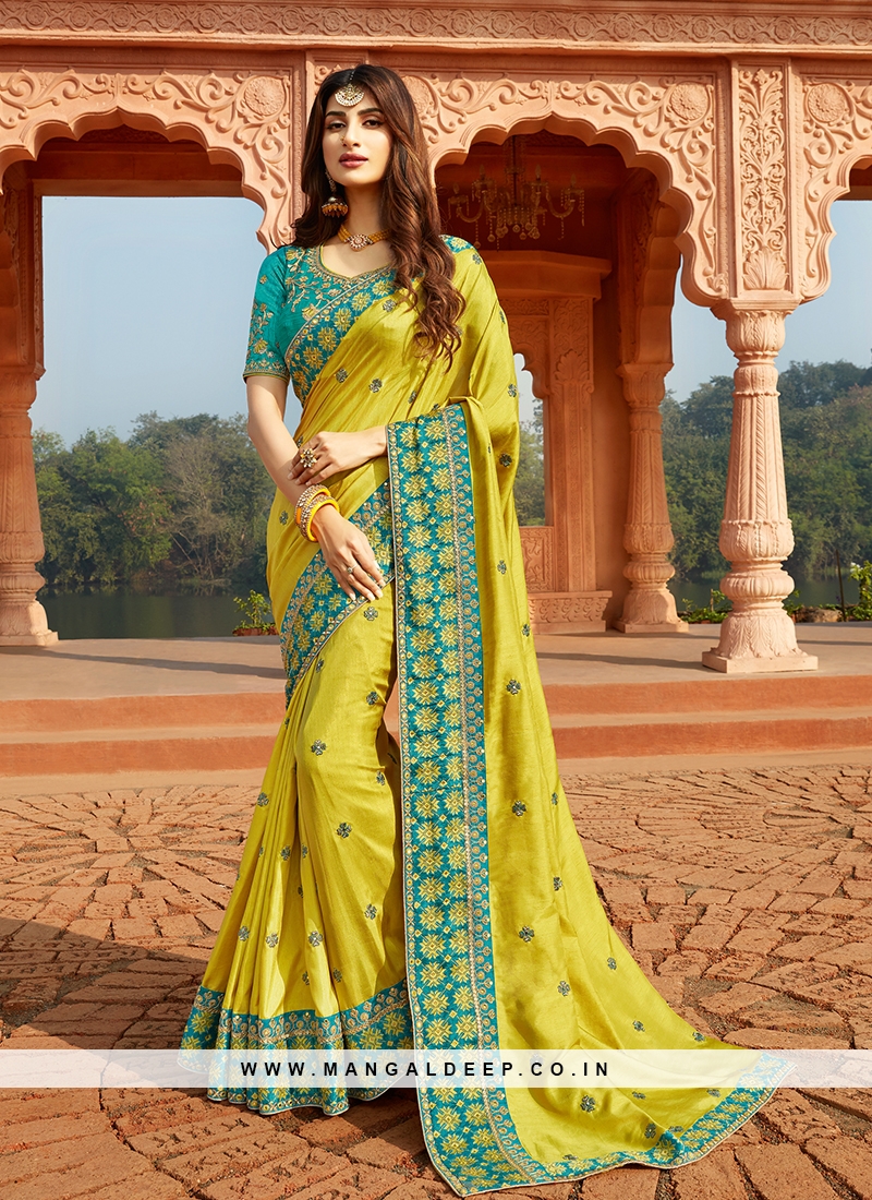 Light Green Color Silk Saree For Ladies