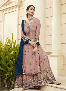 Light Pink Color Faux Georgette Sharara Suit