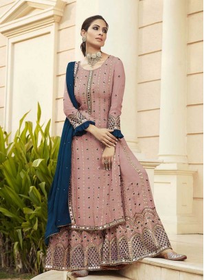 Light Pink Color Faux Georgette Sharara Suit