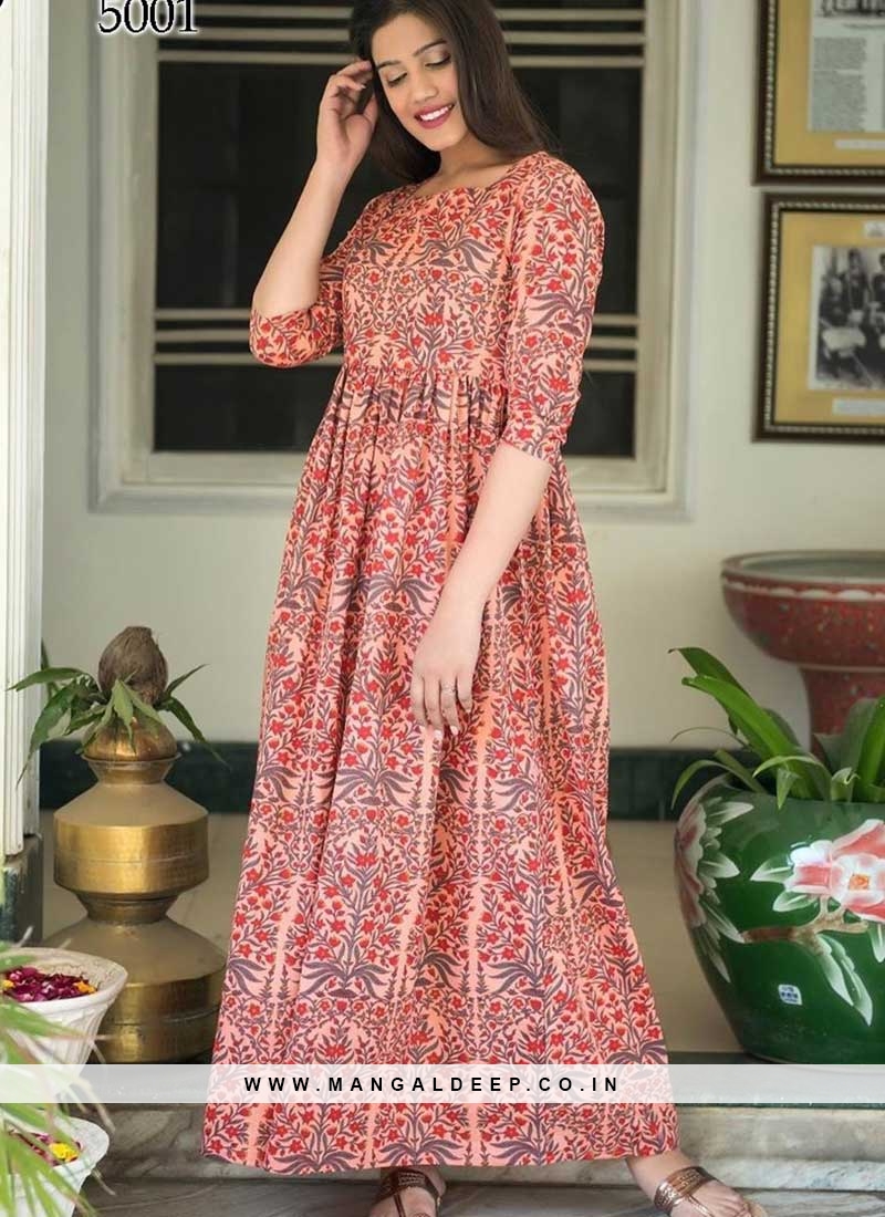 Light Pink Georgette Digital Printed Gown