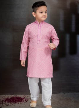 Pink Elegance Boys' Kurta and Trouser Set.