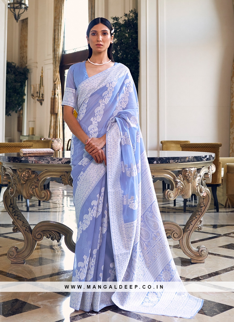 Purple with Green Blouse with Silver Zari Saree – casualsaree