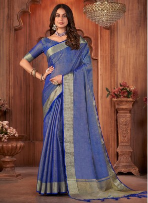Linen Trendy Saree in Blue