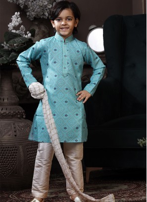 Little Charisma: Feroze Cotton Printed Kids Kurta Trouser Set.