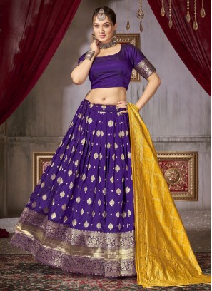 Lively Jacquard Silk Purple Weaving Designer Lehenga Choli