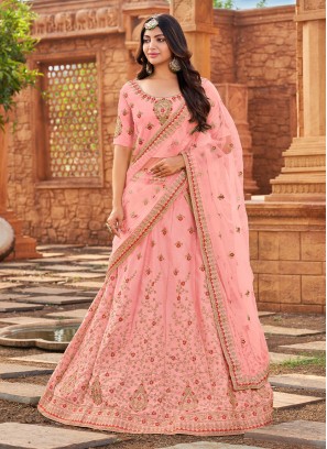 Lively Pink Trendy A Line Lehenga Choli