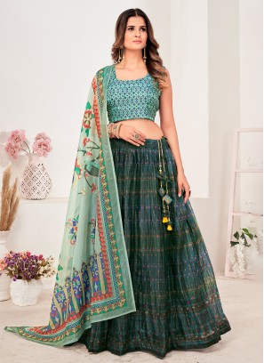 Lively Print Organza Designer Lehenga Choli