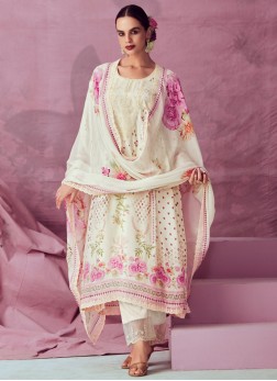 Lively Printed Off White Salwar Suit 