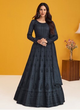 Lively Silk Blue Resham Salwar Kameez