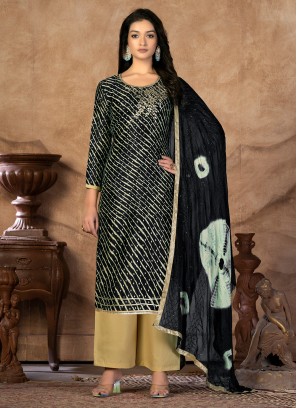 Lovable Black Designer Cotton Palazzo Salwar Kameez