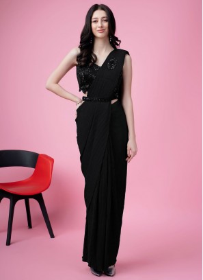Lovable Black Embroidered Classic Saree