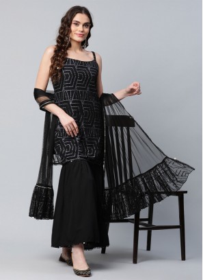 Lovable Black Print Readymade Salwar Kameez