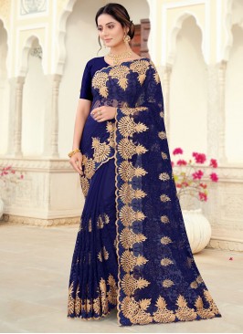 Lovable Blue Ceremonial Designer Saree