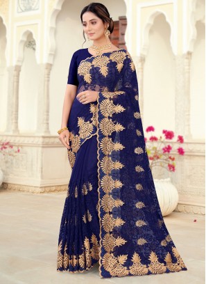 Lovable Blue Ceremonial Designer Saree