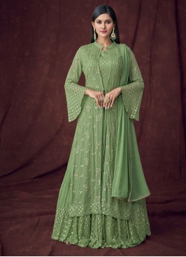 Lovable Embroidered Green Fancy Fabric Readymade Lehenga Choli