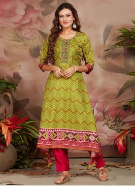 Lovable Silk Green Digital Print Designer Kurti