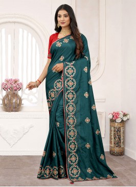 Lovable Silk Teal Classic Saree
