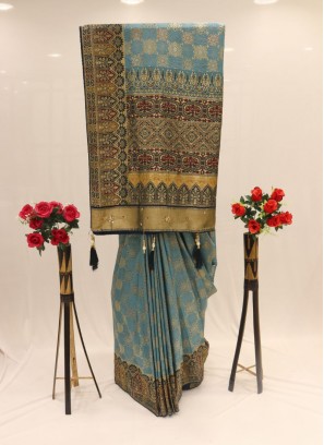 Lovely Blue Banarasi Silk Saree For Wedding