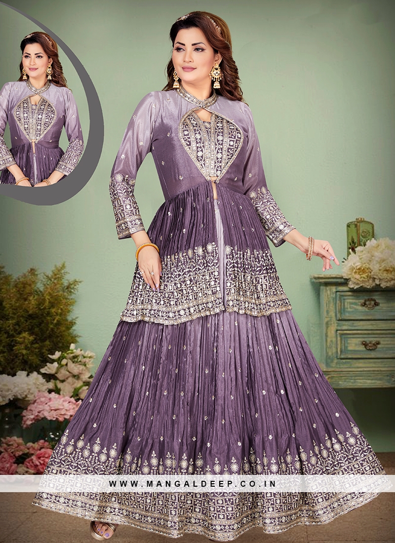 Purple indo western dress deals