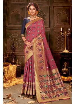 Lovely Fancy Saree Banarasi Silk In Pink Color