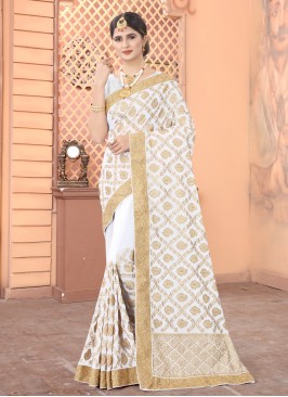 Lovely Faux Georgette Embroidered Classic Designer Saree