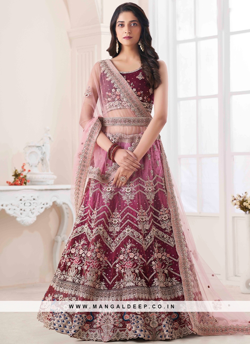 Purple Beautiful Zari And Embroidery Party Wear Lehenga Choli