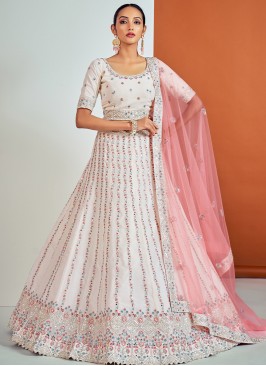 Lovely White Georgette Lehenga Choli with Sequence