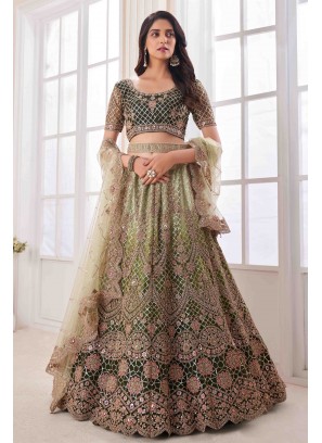 Lovely Pista Soft Net Sequence, Thread, Dori, and Stone work lehenga Choli.