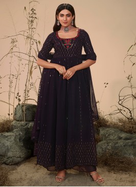 lovely purple Embroidered Georgette salwar suites