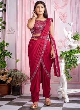 Lovely Rani mirror worked Imported Lycra Party Wear Ready To Wear Saree