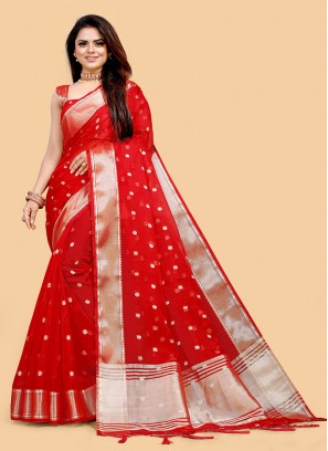 Lovely Red Color Function Wear Silk Saree