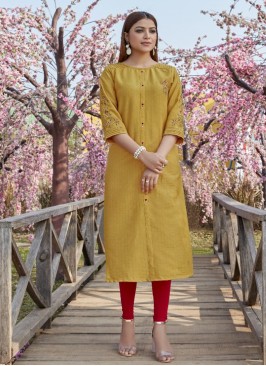 Lovely Yellow Color Function Wear Kurti
