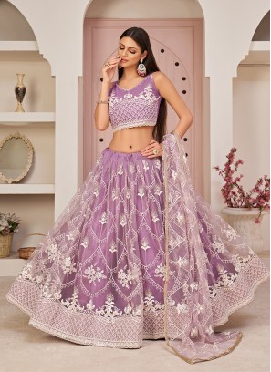 Lovender Color Net Sequins Work Lehenga