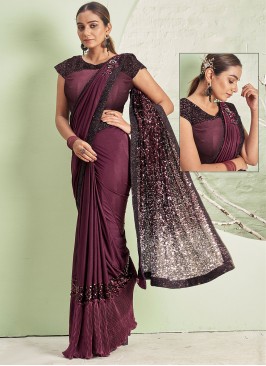 Lycra Sequins Mauve  Trendy Saree