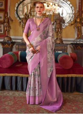 Magenta and Purple Digital Print Trendy Saree