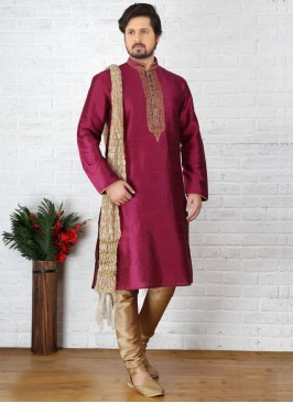 Magenta Art Dupion Silk Kurta Pajama