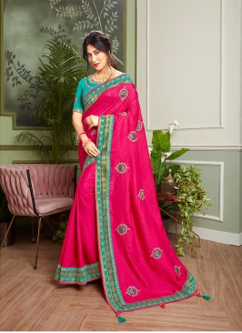 Magenta Color Embroidered New Design Saree