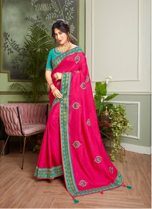 Magenta Color Embroidered New Design Saree