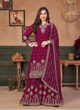 Magenta Color Georgette Palazzo Suit