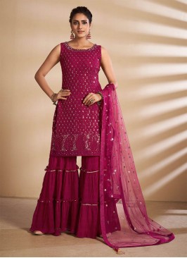 Magenta Color Georgette Readymade Sharara Suit