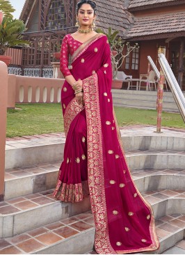 Magenta Color Silk Party Wear Saree