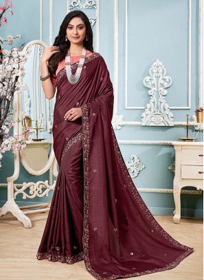 Magenta Color Silk Saree For Party