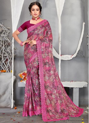 Magenta Digital Print Classic Saree